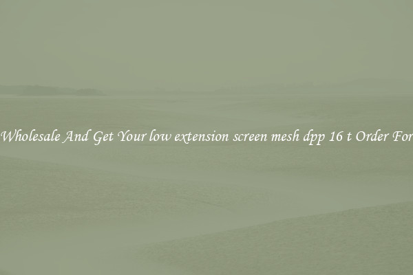 Buy Wholesale And Get Your low extension screen mesh dpp 16 t Order For Less