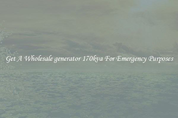 Get A Wholesale generator 170kva For Emergency Purposes